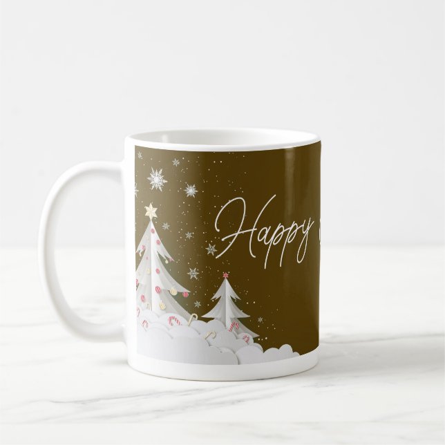Café Caneca Marrom de Natal Feliz – Festa de Fim de Ano (Esquerda)