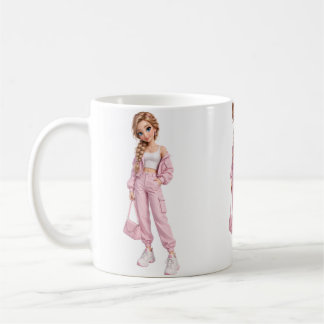 Café Caneca Menina de Moda Rosa