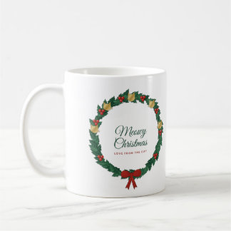 Café Caneca Meowy Natal Gato Natal, Grinalda de Azevinh