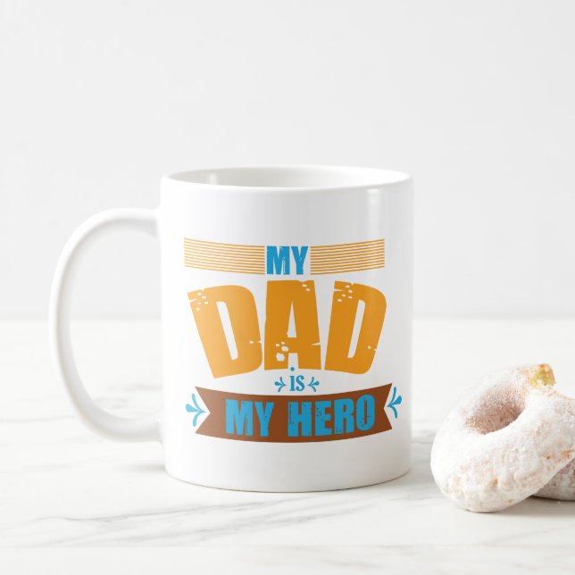 Café Caneca Meu Pai É Meu Herói – Melhor Presente de Pa (Com Donut)