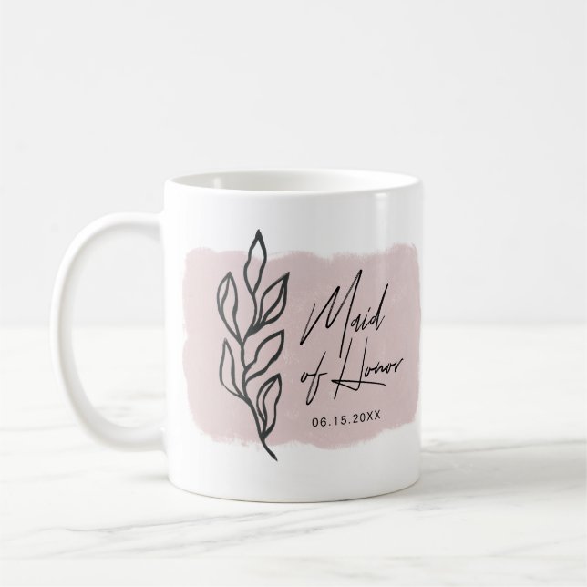 Café caneca moderna de pastel botânico para Dama de Hon (Esquerda)