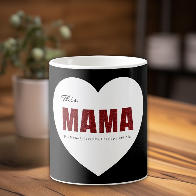 Café Caneca Moderna Personalizada Coração de Mamãe (Criador carregado)