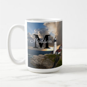 Café Caneca Monograma Farol de Portland Head e Pôr do S