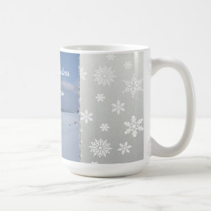 Café Caneca Monograma Flocos de Neve Natal Feliz