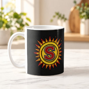Café Caneca Monograma Inicial Símbolo de Sol Comic Lett