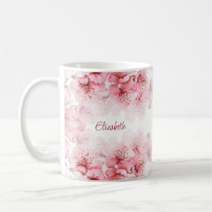 Café Caneca Monograma Seu Nome Flor de Cerejeira Floral