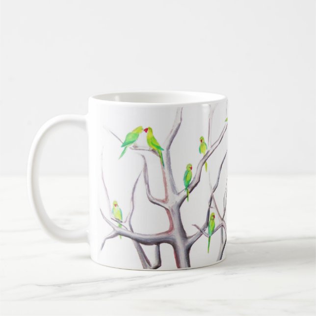 Café Caneca Necked dos trabalhos de arte do Parakeet do (Esquerda)