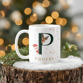 Café Caneca P de Monograma de Natal Personalizado