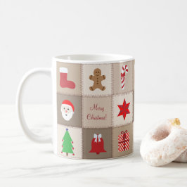 Café Caneca Padrão de Natal - Fundo Tons Bege
