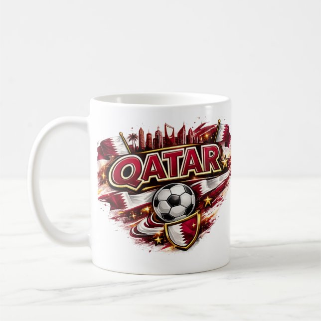 Café Caneca para Fã de Futebol do Catar | Suporte Patri (Esquerda)