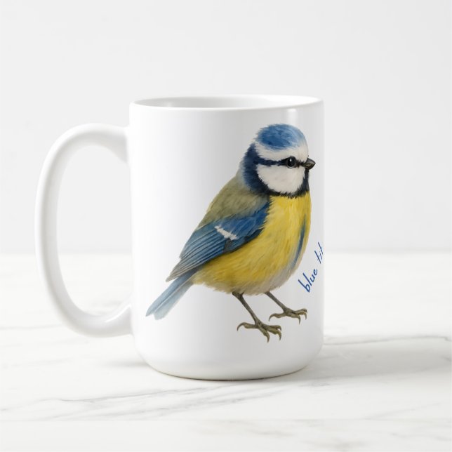 Café Caneca Pássaro Chapim-azul, Arte de Pássaro de Jar (Esquerda)