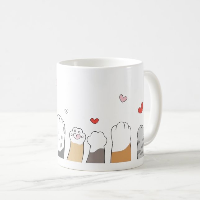 Café Caneca Patas de Gato Coloridas (Frente Esquerda)