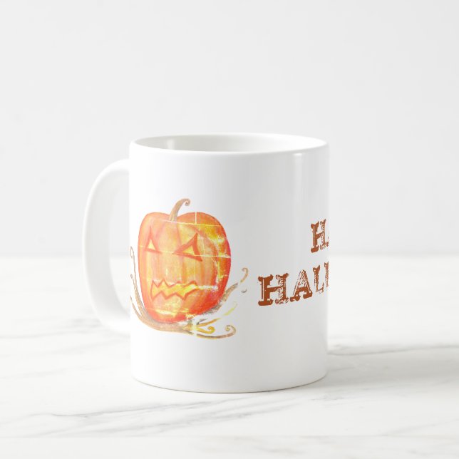 Café Caneca Personalizada Abóbora Arte de Halloween (Frente Esquerda)