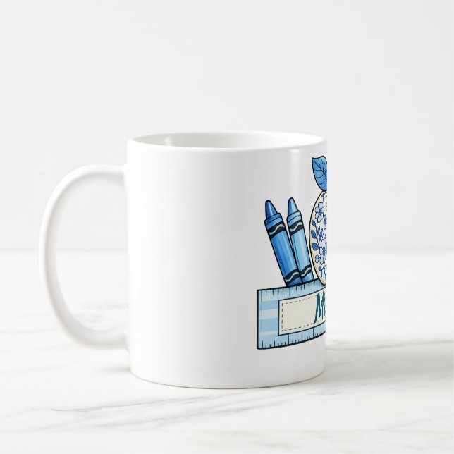 Café Caneca Personalizada Azul de Chinoiserie para Prof (Esquerda)