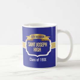 Café Caneca Personalizada Azul para Reunião de 50 Anos 