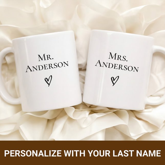 Café Caneca Personalizada com Nome de Casados, Presente (Engagement gifts for couples, Wedding gifts for bride and groom, Wifey and Hubby matching mugs)