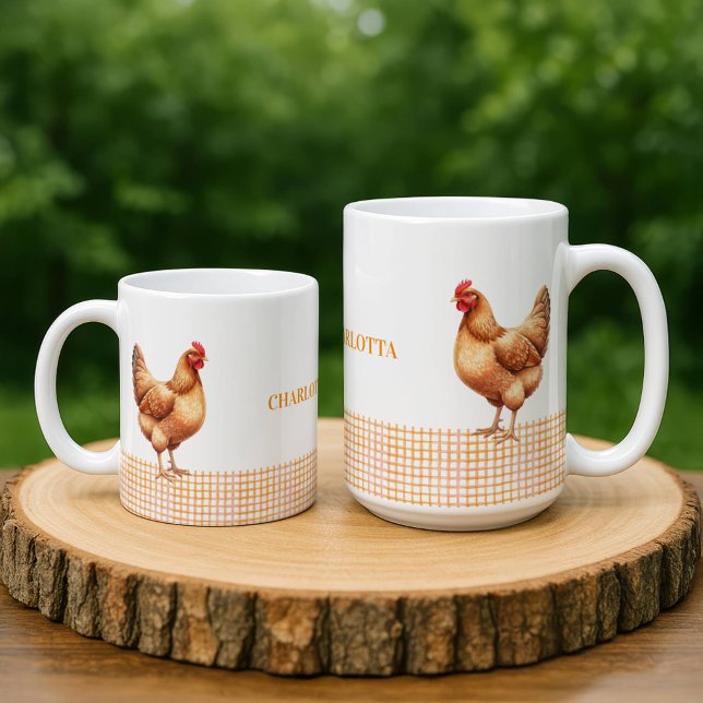 Café Caneca Personalizada com Nome de Galinha em Estilo (Criador carregado)