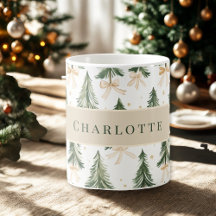 Caneca Personalizada com Nome e Árvore de Natal em