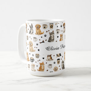 Café Caneca Personalizada com Nome e Padrão de Pet & Ca