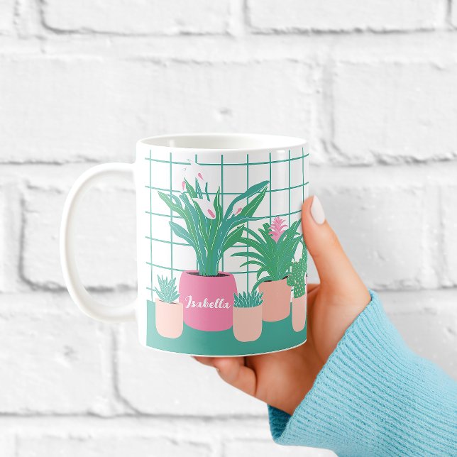Café Caneca Personalizada com Nome Plantas de Interior (Criador carregado)