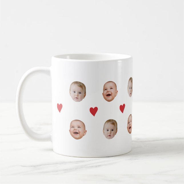 Café Caneca Personalizada com Rosto de Bebê Fofo 2 Foto (Esquerda)