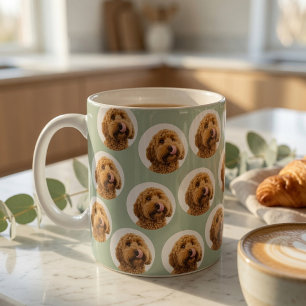 Café Caneca Personalizada com Rosto de Pet Verde Sage