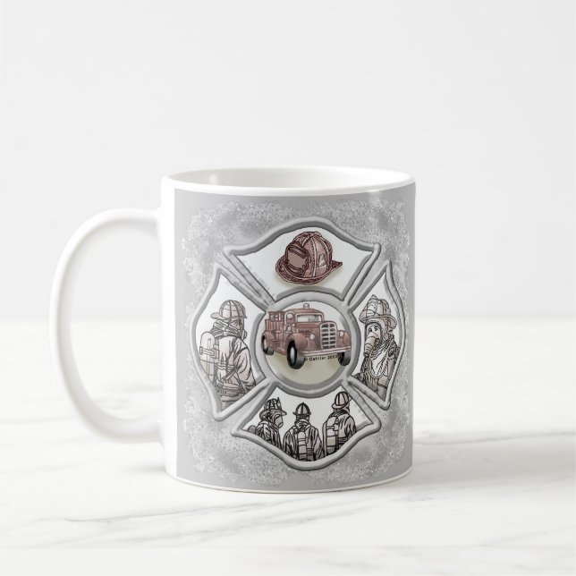 Café caneca personalizada cruz de malta bombeiro (Esquerda)