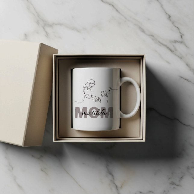 Café Caneca personalizada da mamãe com arte de linha ún (Criador carregado)