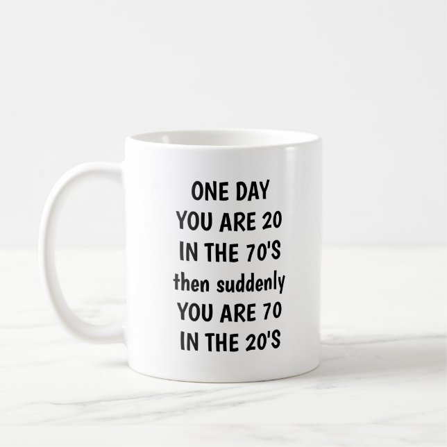 Café Caneca Personalizada de 70 Anos de Idade Nome e An (Esquerda)