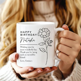 Café Caneca Personalizada de Aniversário com Letra Flor
