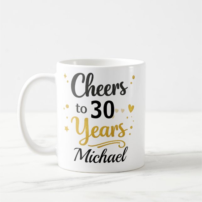 Café Caneca Personalizada de Aniversário Parabéns pelos (Esquerda)