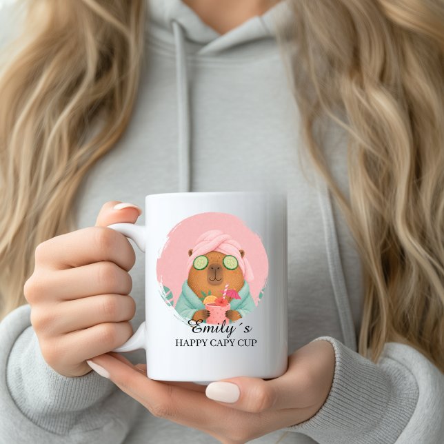 Café Caneca Personalizada de Bem-Estar Capivara com Nom (Custom Wellness Capybara Mug with Name)