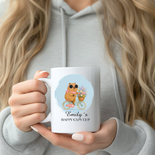 Café Caneca Personalizada de Capivara de Bicicleta Flor