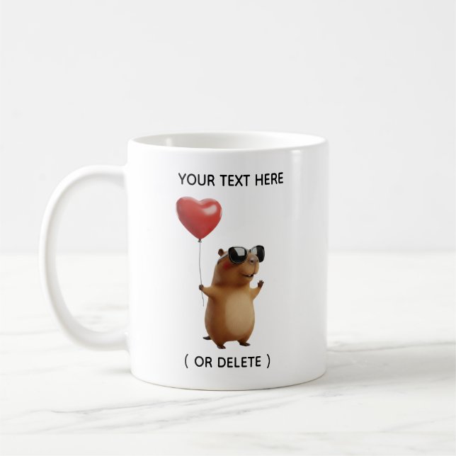 Café Caneca Personalizada de Capivara Fofa com Balão de (Esquerda)