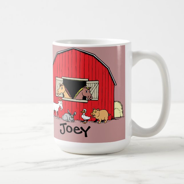 Café Caneca Personalizada de Celeiro e Animais para Cri (Direita)