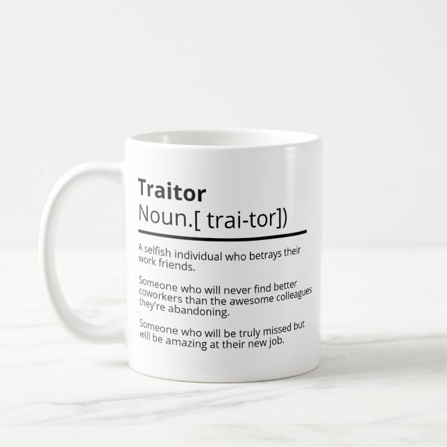 Café Caneca personalizada de despedida - Traidor engraç (Esquerda)