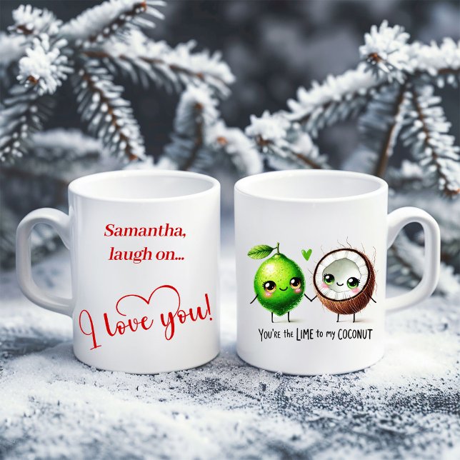 Café Caneca Personalizada de Dia dos Namorados com Comi (Funny Cartoon Food Love Mug Personalized Valentine)