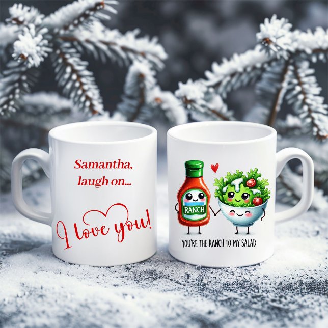 Café Caneca Personalizada de Dia dos Namorados com Comi (Cute Funny Food Valentine Mug Personalized Love)