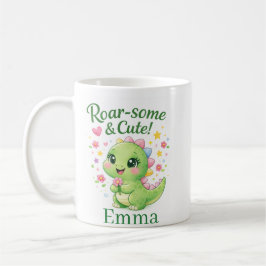 Café Caneca Personalizada de Dinossauro com Nome Fofinh