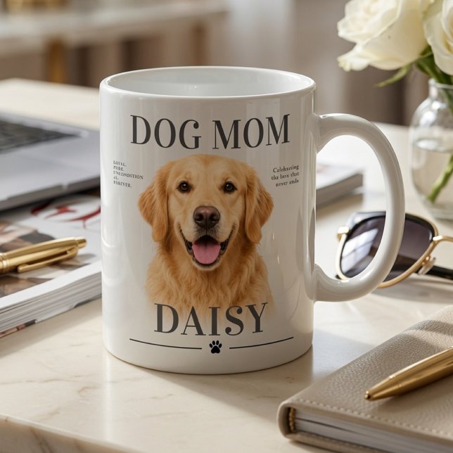 Café Caneca Personalizada de Dog Mom com Foto de Pet Cu (Criador carregado)