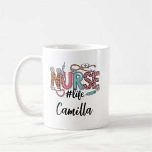 Café Caneca Personalizada de Enfermeira com Desenho Flo