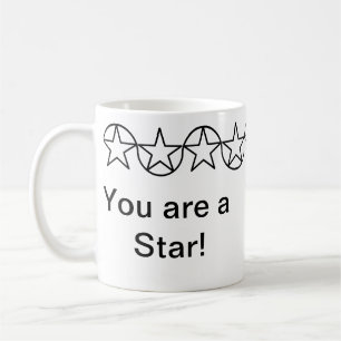 Café Caneca Personalizada de Estrela Branca e Preta Mod