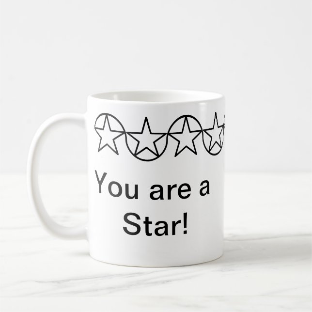 Café Caneca Personalizada de Estrela Branca e Preta Mod (Esquerda)