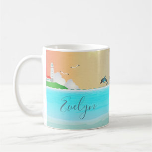 Café Caneca Personalizada de Farol Náutico com Golfinho