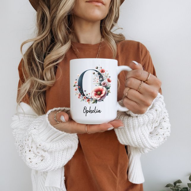 Café Caneca Personalizada de Flor de Nascimento de Flor (custom coffee mug her, birth month mug, monogram gift mug for mama, personalized coffee cup for her,)