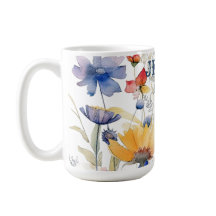 Caneca Personalizada de Flores Silvestres Boho Azu