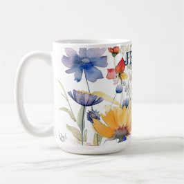 Café Caneca Personalizada de Flores Silvestres Boho Azu