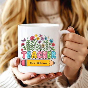 Café Caneca Personalizada de Flores Silvestres Boho par