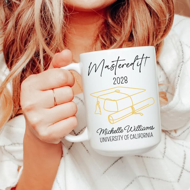 Café Caneca Personalizada de Formatura de Mestrado para (Personalized Graduate Mug Gift for Niece or Friend, Custom Master’s Graduation Mug Gift for Her)