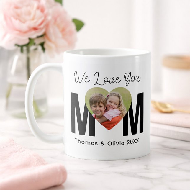 Café Caneca Personalizada de Foto Nós Amamos Você Mamãe (We love you mom mug)